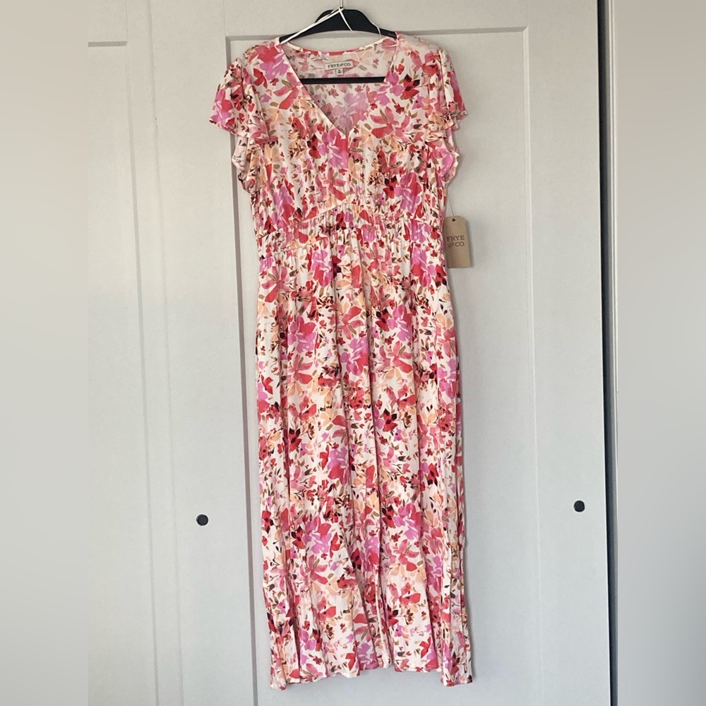 Floral Pink and White Maxi Dress